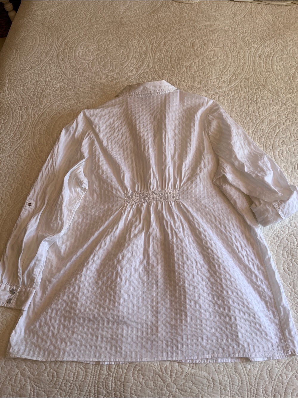Cotton Blend Blouse Snap Front Tunic Women's 22W White Beach Western Boho - Picture 14 of 16